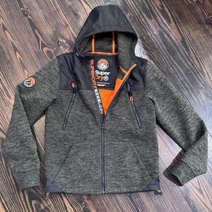 Superdry Charcoal and Bright Orange Hoodie